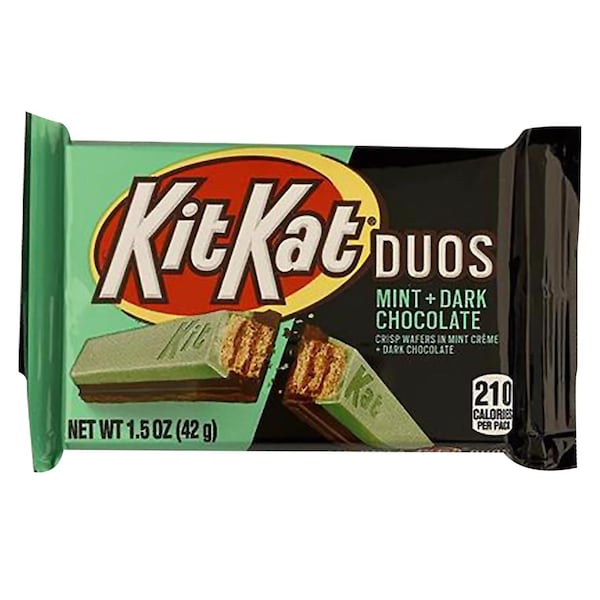 Hersheys Kit Kat DUOS Dark Chocolate/Mint Candy Bar 1.5 oz 3400031827